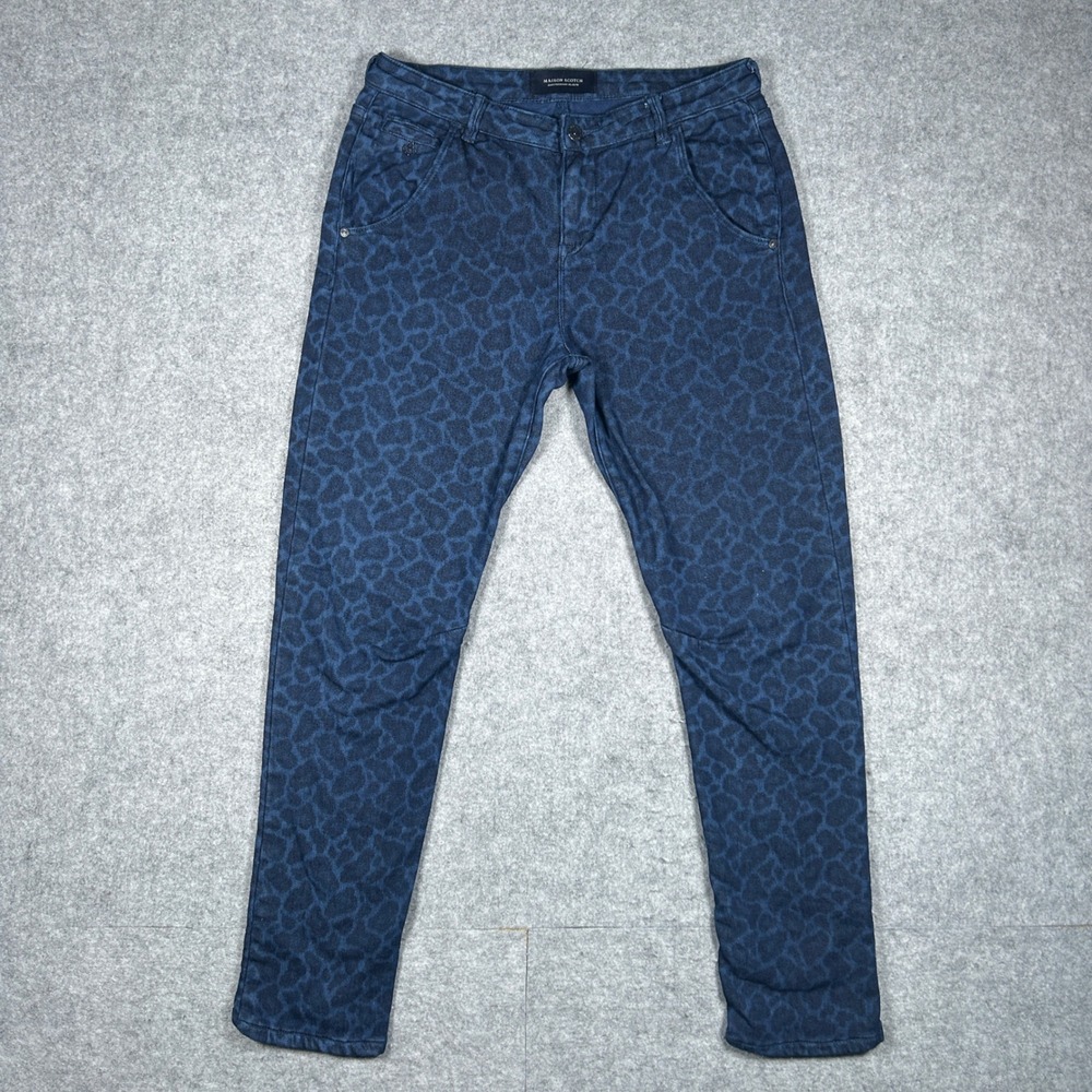 Maison Scotch Denim Pants Womens 30x27 Blue Mademoiselle Tapered Leopard stretch